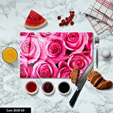 ANTİBAKTERİYEL CAM KESME TAHTASI | BASKILI KESİM TABLASI | 25x35 cm